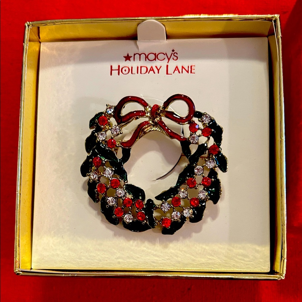 Macy's Holiday Lane Wreath Brooch